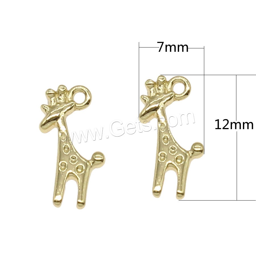 Tierische Messing Anhänger, Giraffe, plattiert, keine, 7x12mm, Bohrung:ca. 0.5mm, 200PCs/Tasche, verkauft von Tasche