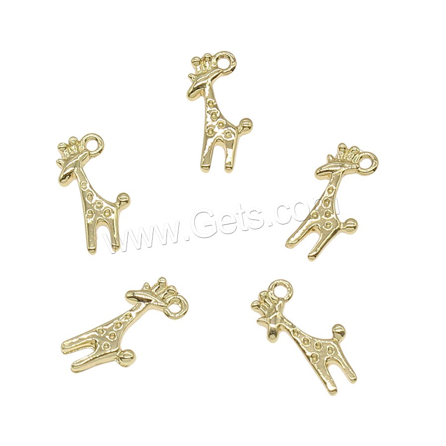 Animal Brass Pendants, Giraffe, plated, more colors for choice, 7x12mm, Hole:Approx 0.5mm, 200PCs/Bag, Sold By Bag