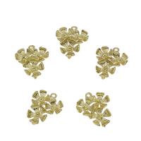 Messing Anhänger Verbinder, Blume, plattiert, 1/1-Schleife, keine, 16x18mm, Bohrung:ca. 0.8mm, 50PCs/Tasche, verkauft von Tasche