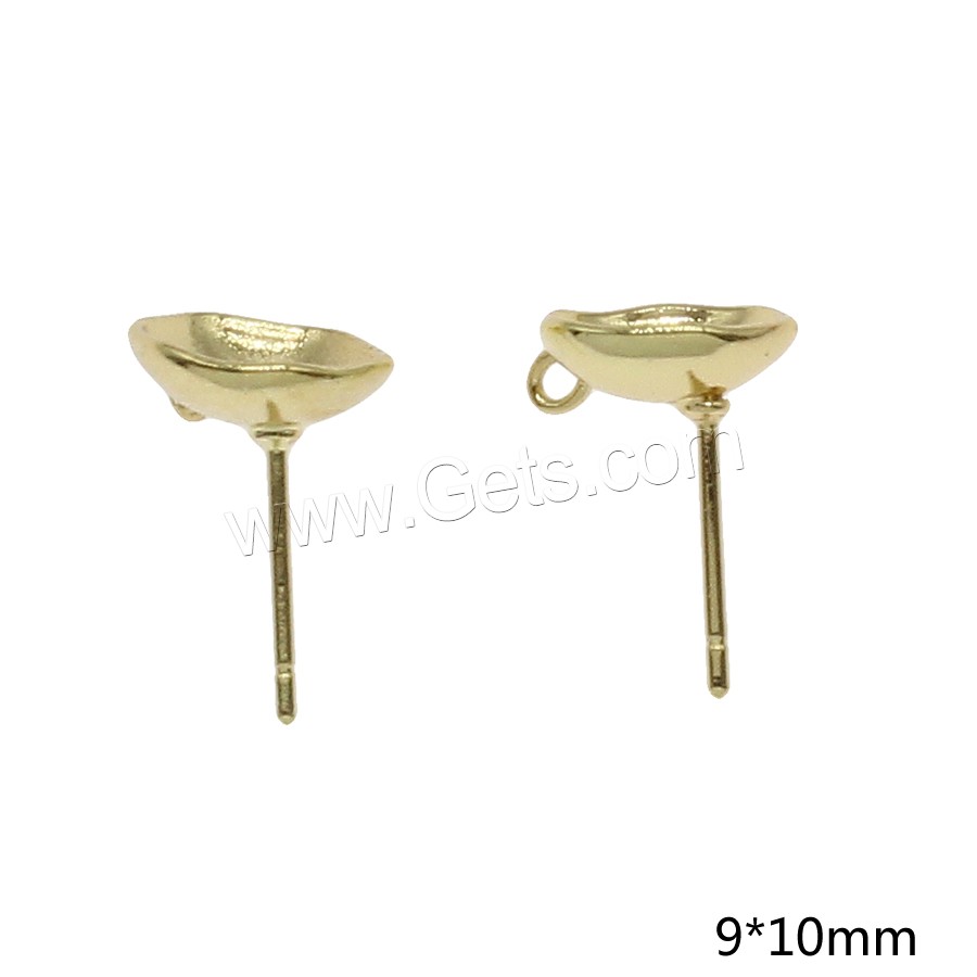 Brass Earring Stud Component, plated, with loop, more colors for choice, 9x10mm, Hole:Approx 0.7mm, 100PCs/Bag, Sold By Bag