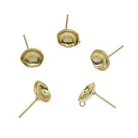 Brass Earring Stud Component, plated, with loop Approx 0.7mm 