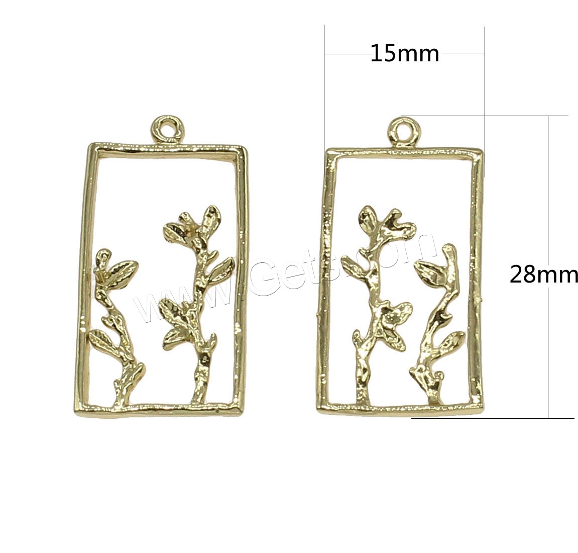 Bijoux pendentifs en laiton, rectangle, Placage, creux, plus de couleurs à choisir, 15x28mm, Trou:Environ 0.8mm, 50PC/sac, Vendu par sac