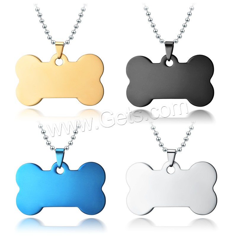 Stainless Steel Tag, Dog Bone, plated, different size for choice, more colors for choice, Sold By PC