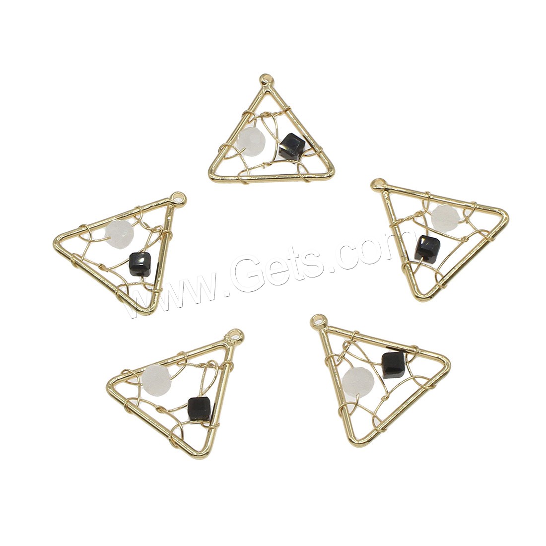 Glas Messing Anhänger, mit Glas, Dreieck, plattiert, hohl, keine, 17x18mm, Bohrung:ca. 0.5mm, 80PCs/Tasche, verkauft von Tasche