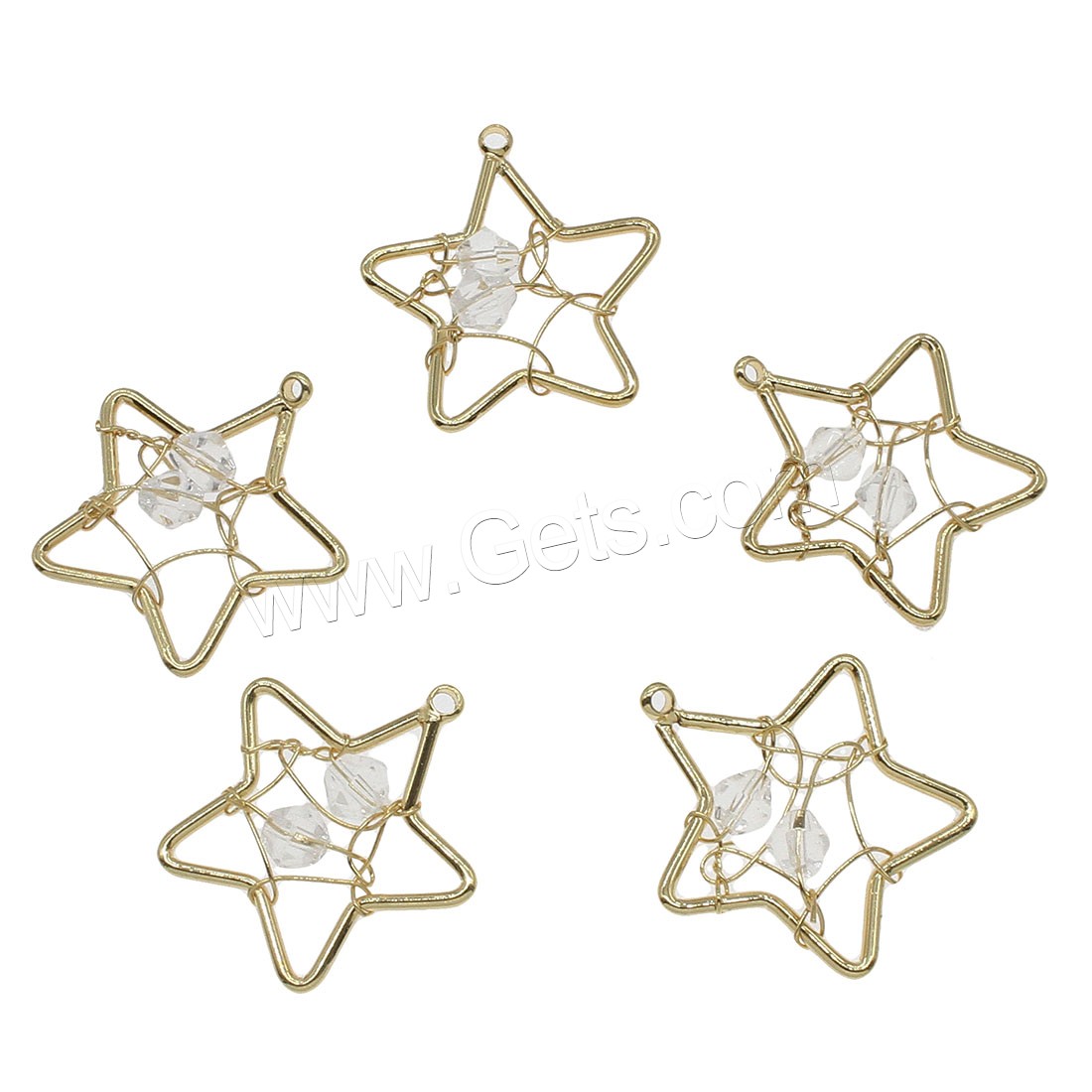 Glass Brass Pendants, with Glass, Star, plated, hollow, more colors for choice, 19x21mm, Hole:Approx 0.5mm, 32PCs/Bag, Sold By Bag