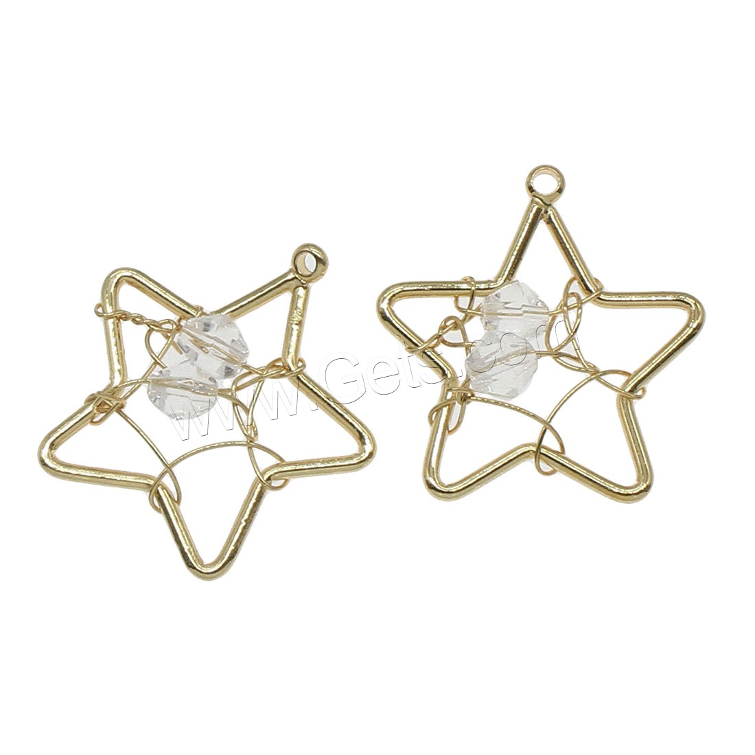 Glass Brass Pendants, with Glass, Star, plated, hollow, more colors for choice, 19x21mm, Hole:Approx 0.5mm, 32PCs/Bag, Sold By Bag