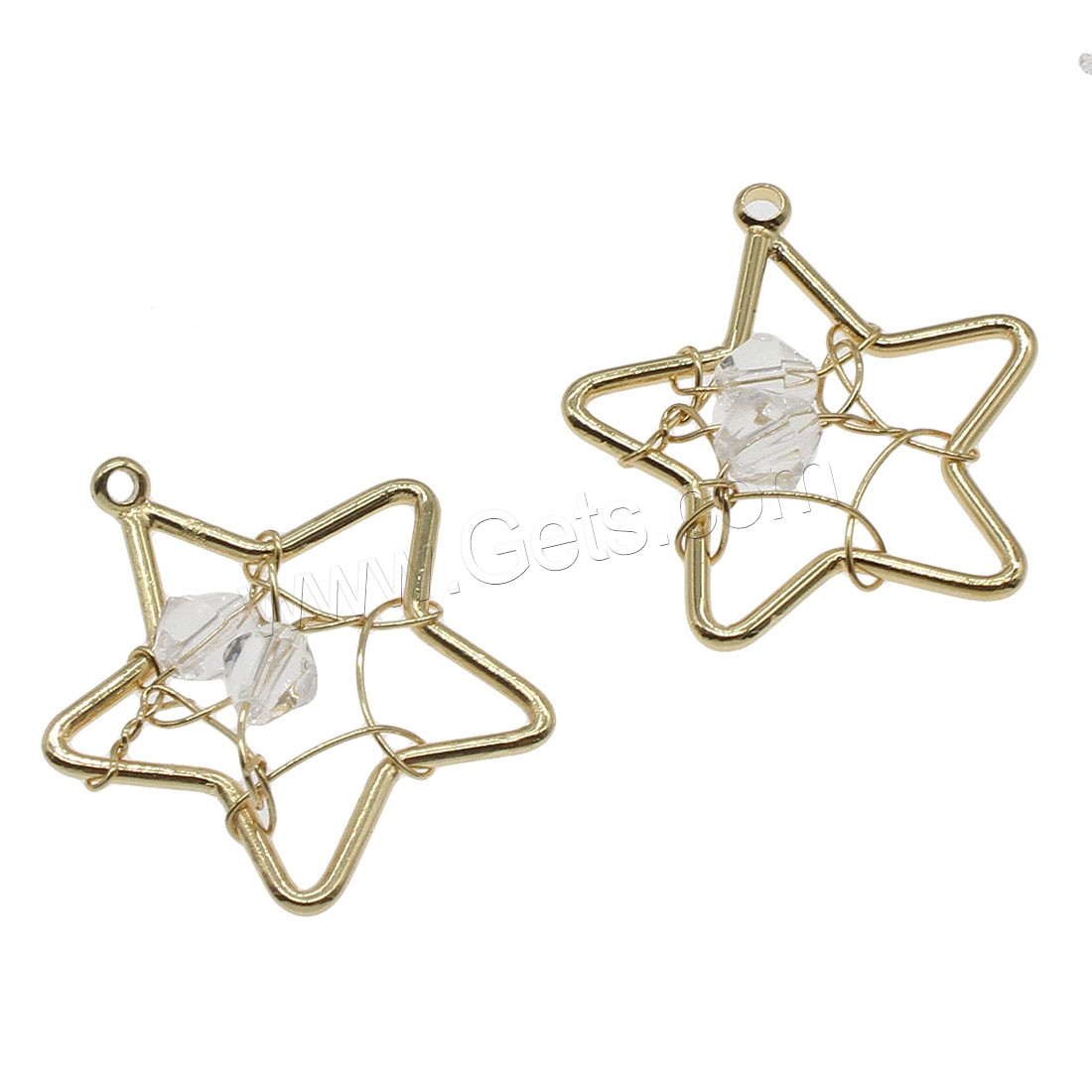 Glass Brass Pendants, with Glass, Star, plated, hollow, more colors for choice, 19x21mm, Hole:Approx 0.5mm, 32PCs/Bag, Sold By Bag