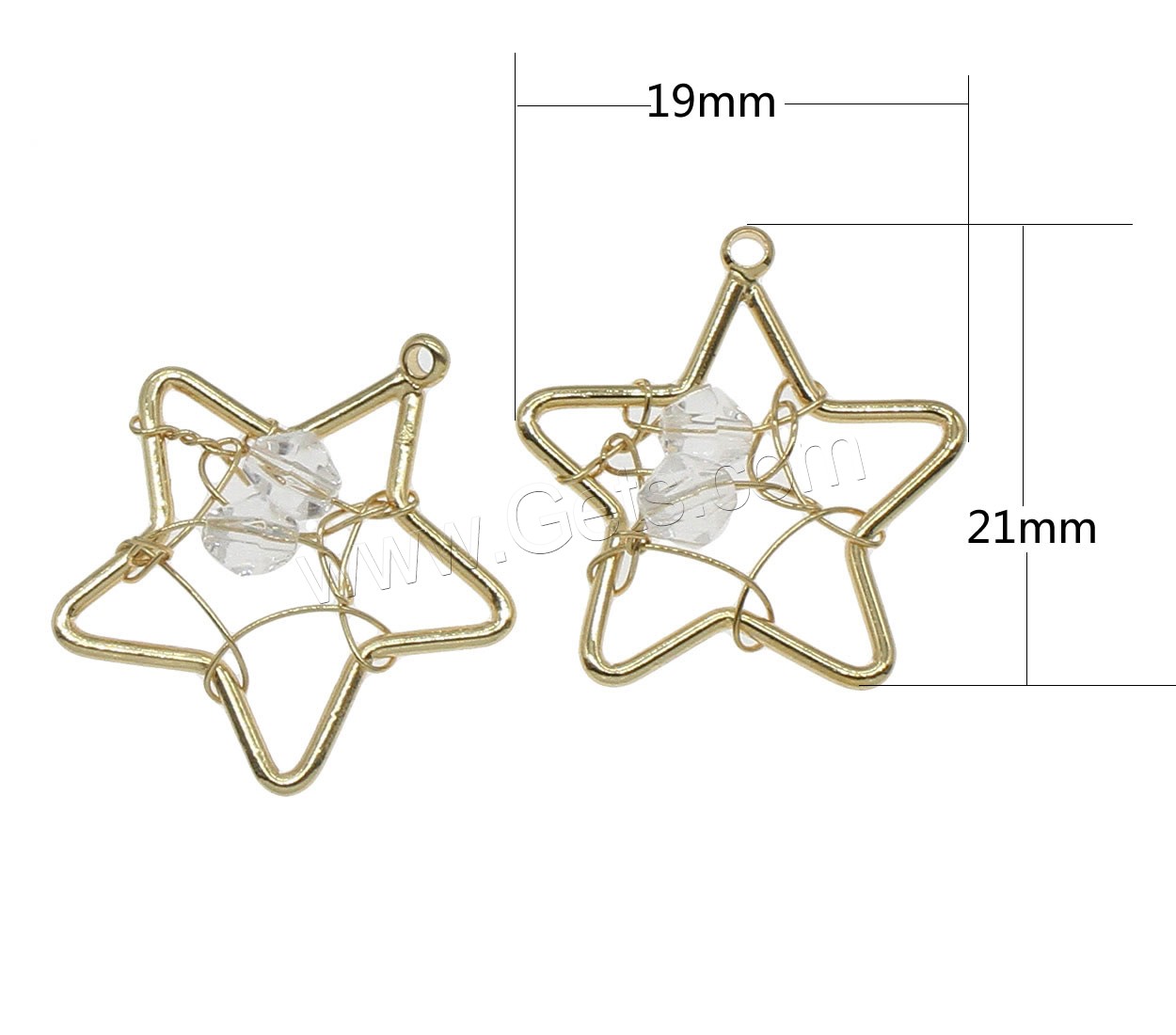 Glass Brass Pendants, with Glass, Star, plated, hollow, more colors for choice, 19x21mm, Hole:Approx 0.5mm, 32PCs/Bag, Sold By Bag