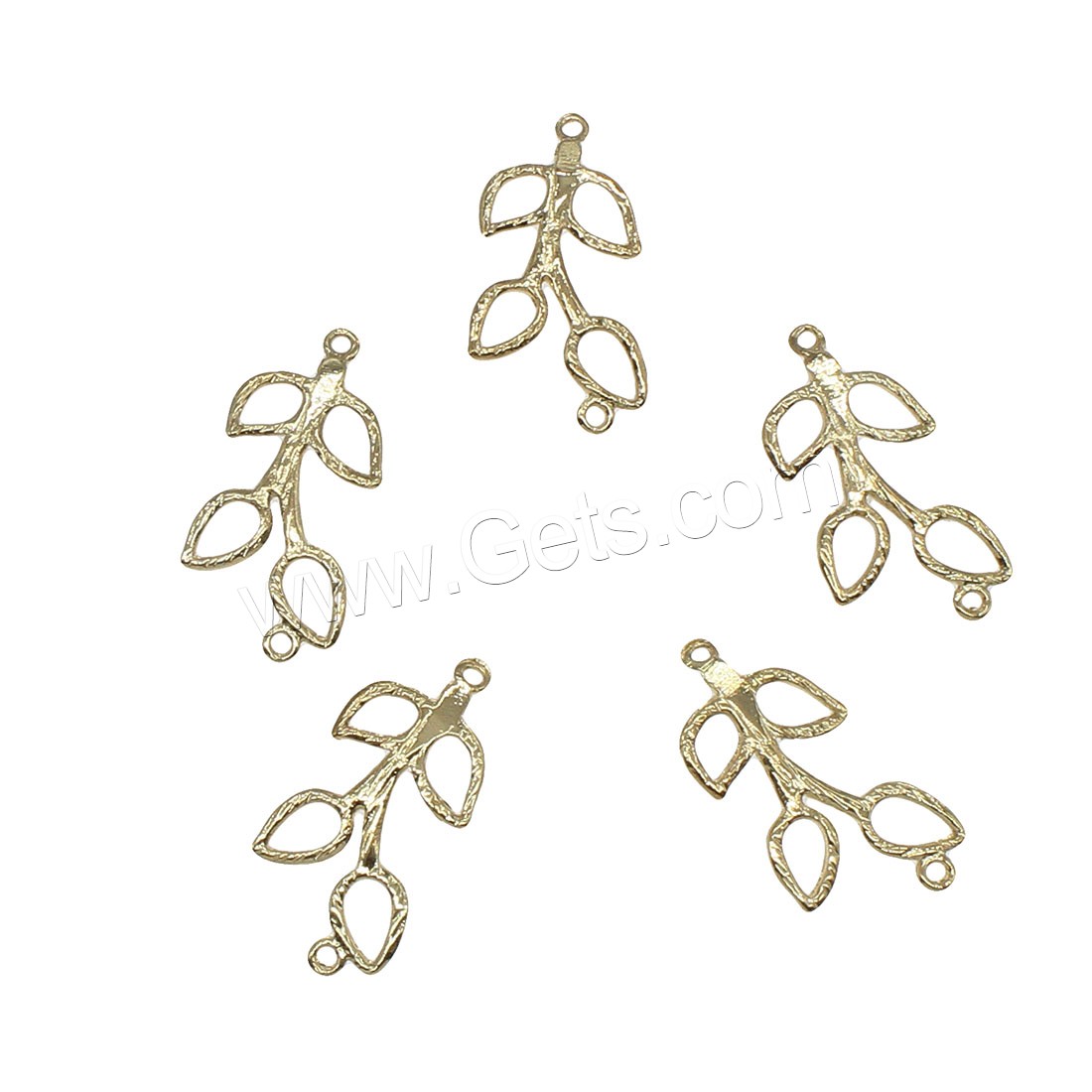 Brass Connector, Leaf, plated, 1/1 loop, more colors for choice, 10x20mm, Hole:Approx 0.5mm, 100PCs/Bag, Sold By Bag