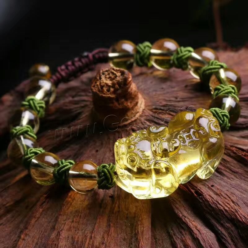 Citrine Bracelet, with Cotton Cord, Mythical Wild Animal, polished, different size for choice & for woman, yellow, 28x18mm, Sold By Strand