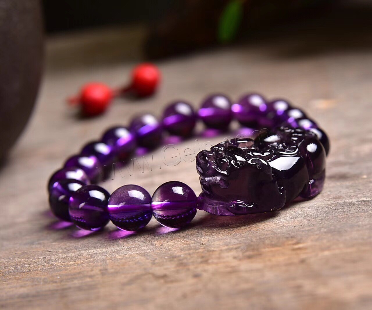 Amethyst Bracelet, Mythical Wild Animal, polished, different size for choice & for woman, purple, 32x13x17mm, Length:Approx 6 Inch, Sold By Strand