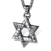 Pendentifs en titane, Acier titane, Hexagram, Placage, bijoux de mode, argent, 42*55mm, Vendu par PC