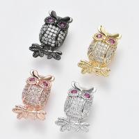 Cubic Zirconia Micro Pave Brass Beads, Owl, DIY & micro pave cubic zirconia Approx 3.5mm, Approx 