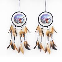 Мода Dreamcatcher, Железо, с Хлопковая нить & перья, коричневый, 560mm, продается PC