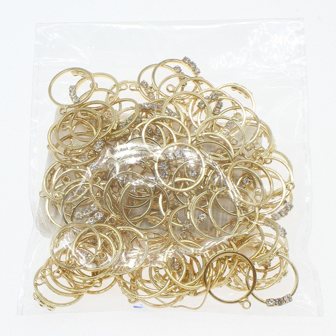 Strass Messing Anhänger, Kreisring, plattiert, mit Strass, keine, 14x17mm, Bohrung:ca. 0.5mm, 100PCs/Tasche, verkauft von Tasche