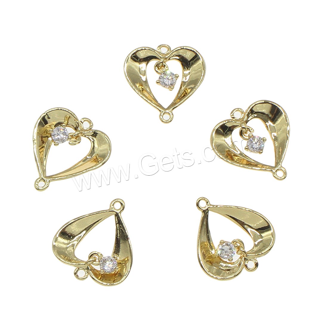 Rhinestone Brass Connector, Heart, plated, with rhinestone & 1/1 loop & hollow, more colors for choice, 12x13mm, Hole:Approx 0.5mm, 150PCs/Bag, Sold By Bag