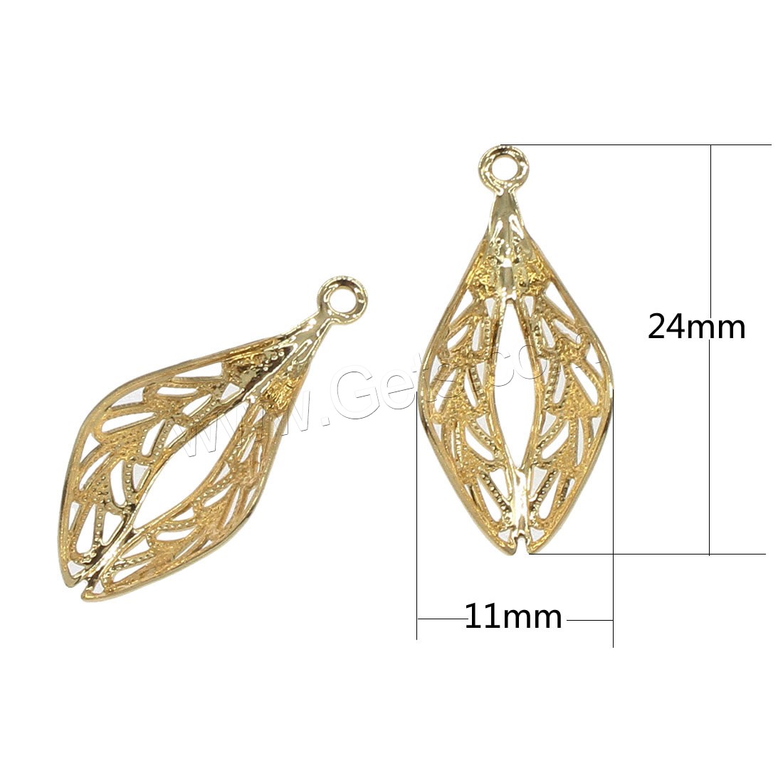 Bijoux pendentifs en laiton, Placage, creux, plus de couleurs à choisir, 11x24mm, Trou:Environ 1mm, 80PC/sac, Vendu par sac