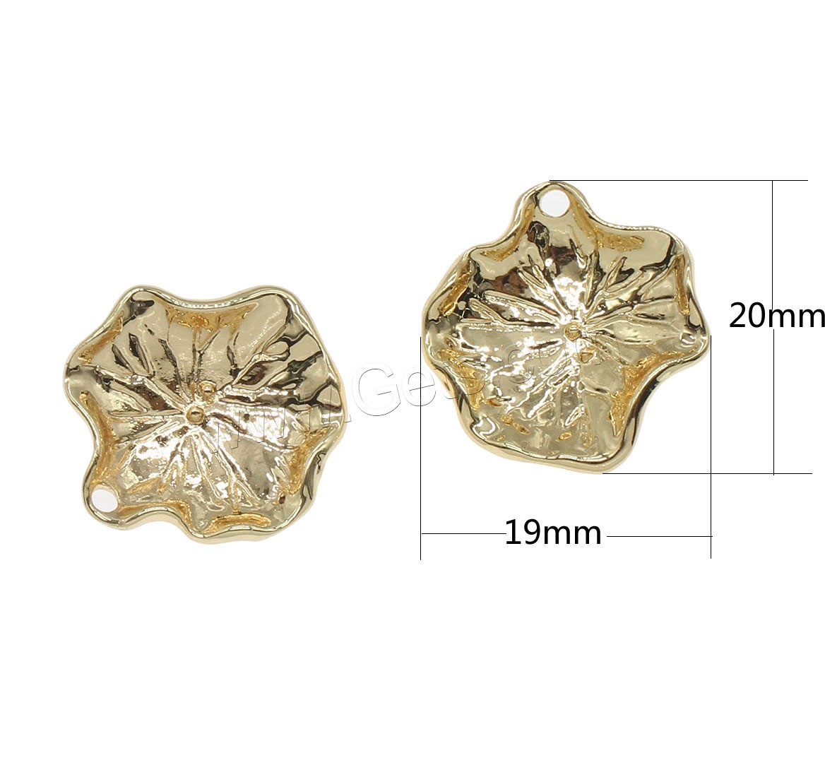 Pendentifs de feuille en laiton, Placage, plus de couleurs à choisir, 19x20mm, Trou:Environ 1mm, 50PC/sac, Vendu par sac