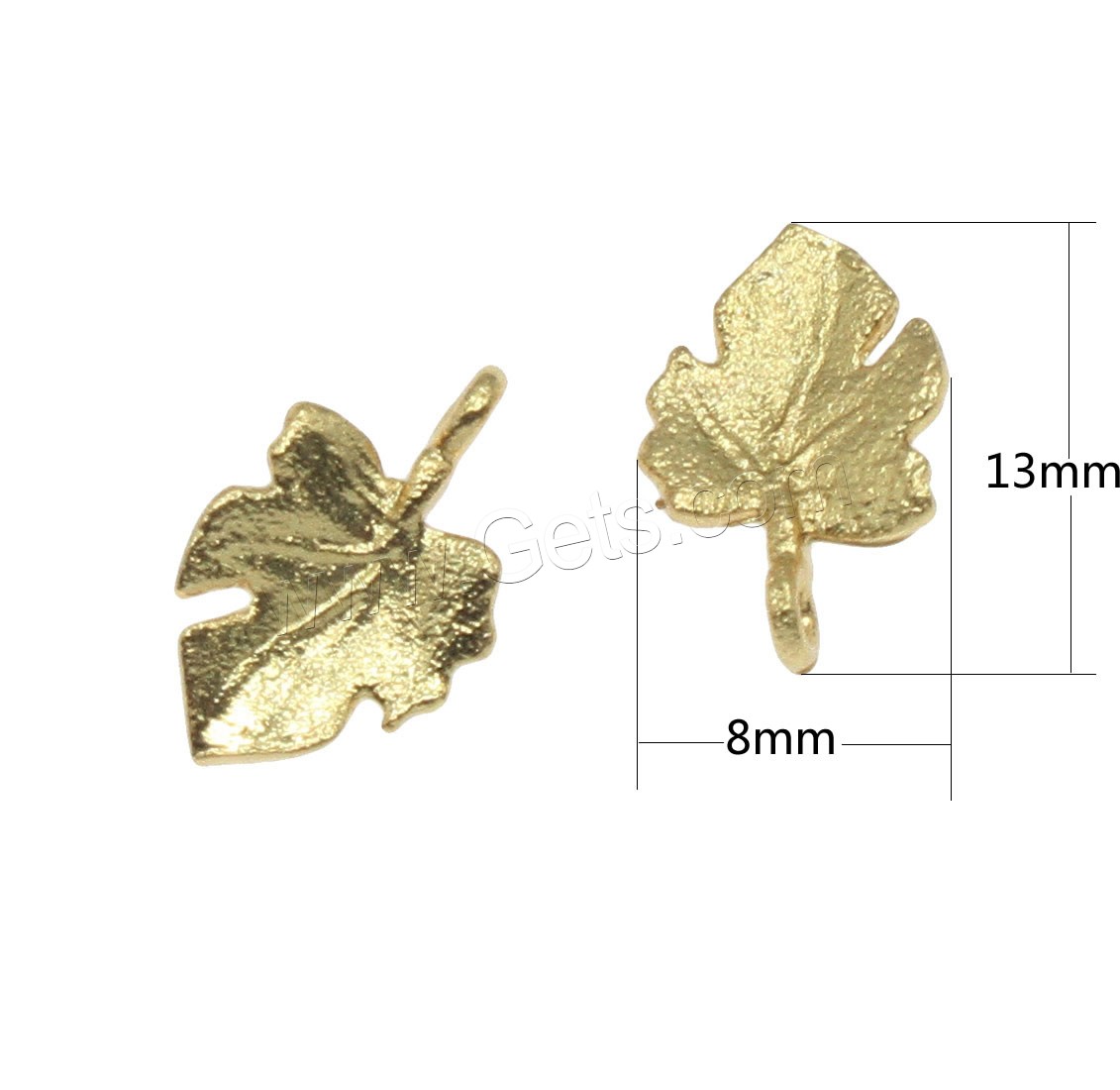 Messing Blatt Anhänger, plattiert, keine, 8x13mm, Bohrung:ca. 0.5mm, 100PCs/Tasche, verkauft von Tasche