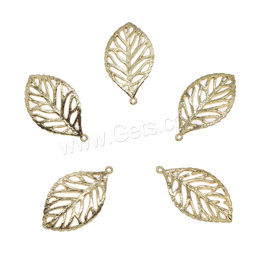 Pendentifs de feuille en laiton, Placage, creux, plus de couleurs à choisir, 23x13mm, Trou:Environ 0.5mm, 100PC/sac, Vendu par sac