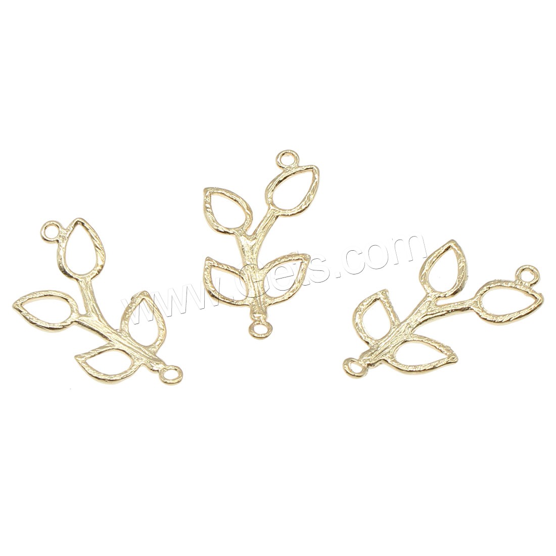 Brass Connector, Leaf, plated, 1/1 loop, more colors for choice, 10x20mm, Hole:Approx 0.5mm, 60PCs/Bag, Sold By Bag