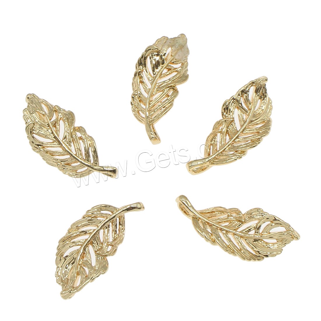 Pendentifs de feuille en laiton, Placage, creux, plus de couleurs à choisir, 10x22mm, Trou:Environ 1mm, 80PC/sac, Vendu par sac