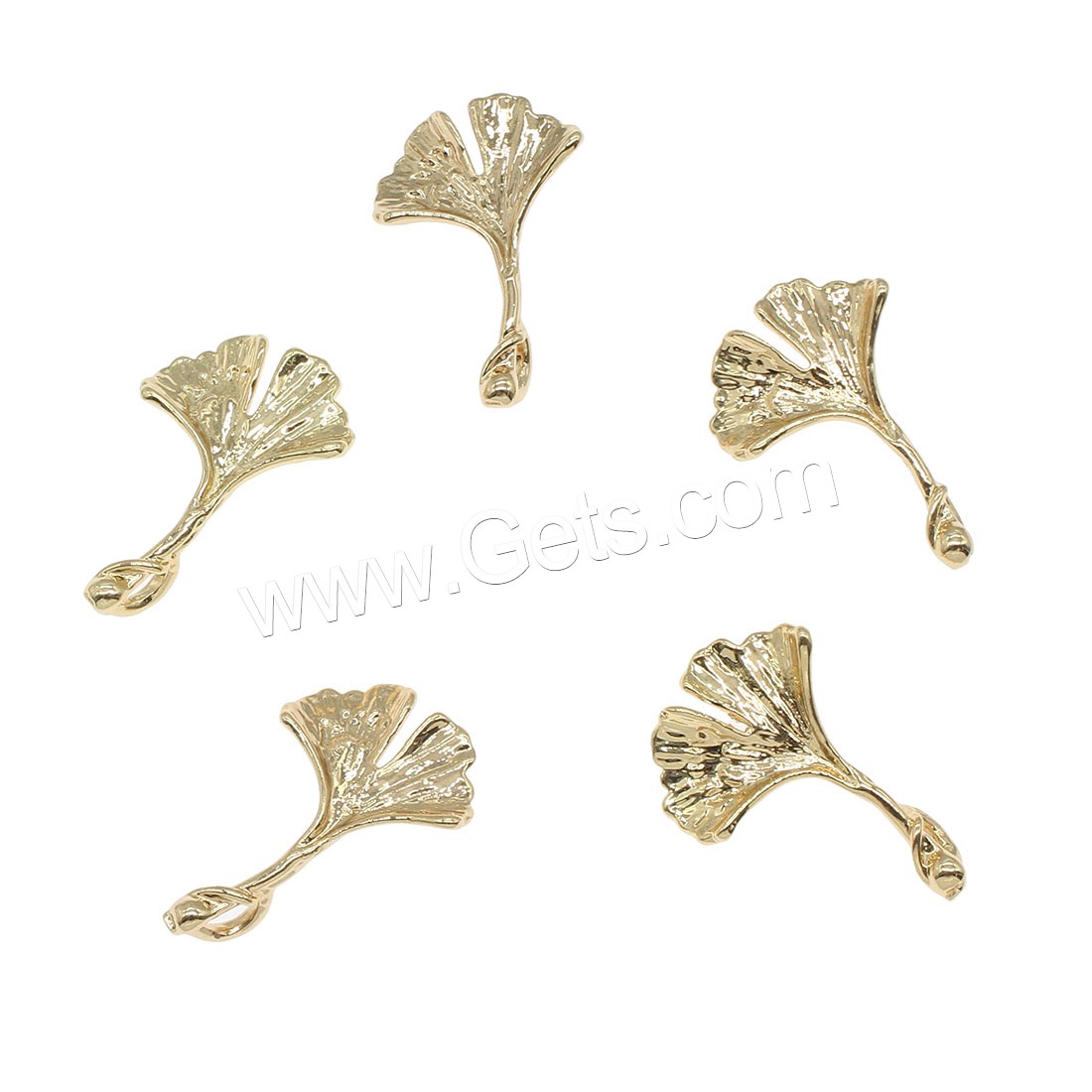 Messing Blatt Anhänger, Ginkgo-Blatt, plattiert, keine, 14x21mm, Bohrung:ca. 1.7mm, 100PCs/Tasche, verkauft von Tasche