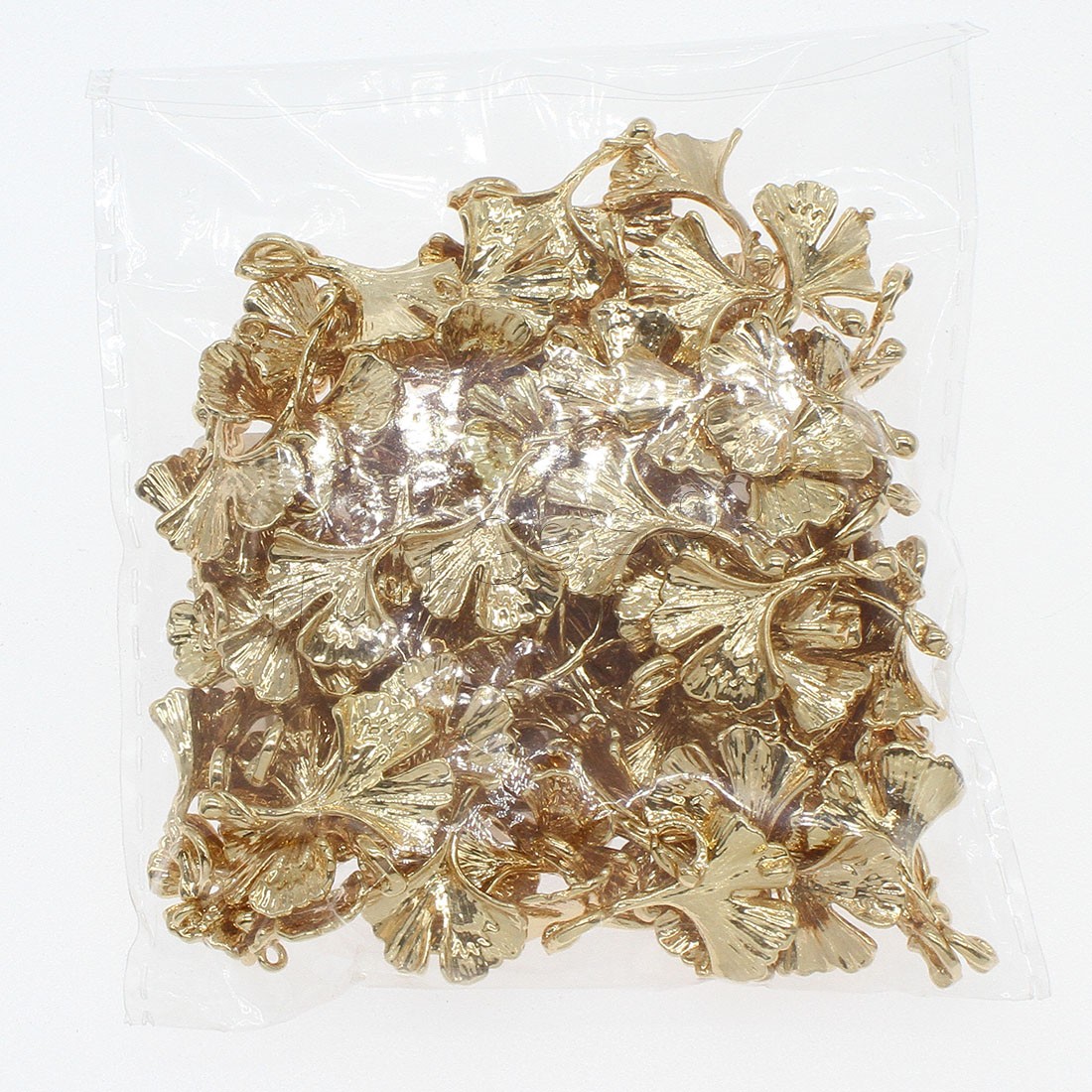 Messing Blatt Anhänger, Ginkgo-Blatt, plattiert, keine, 14x21mm, Bohrung:ca. 1.7mm, 100PCs/Tasche, verkauft von Tasche