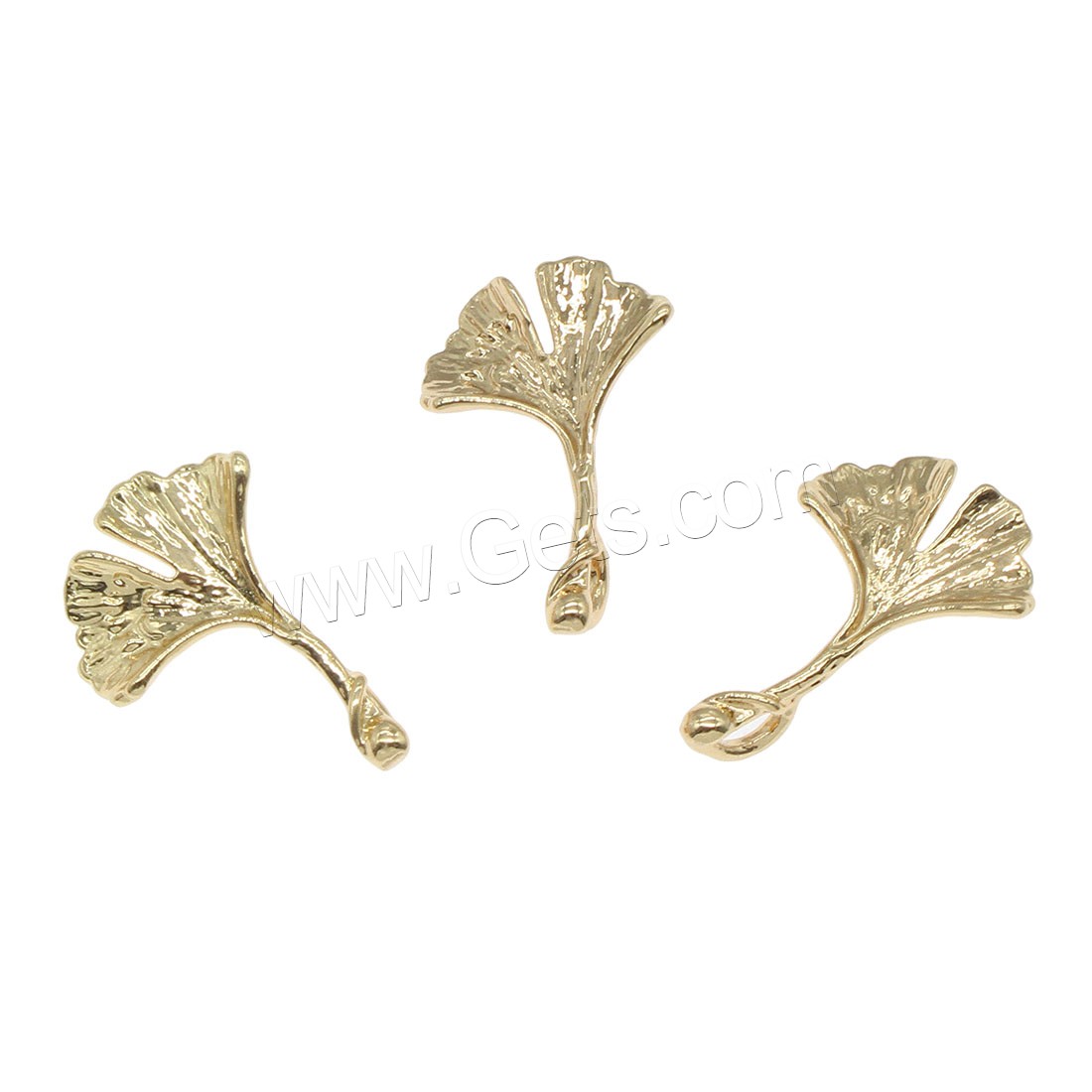 Messing Blatt Anhänger, Ginkgo-Blatt, plattiert, keine, 14x21mm, Bohrung:ca. 1.7mm, 100PCs/Tasche, verkauft von Tasche