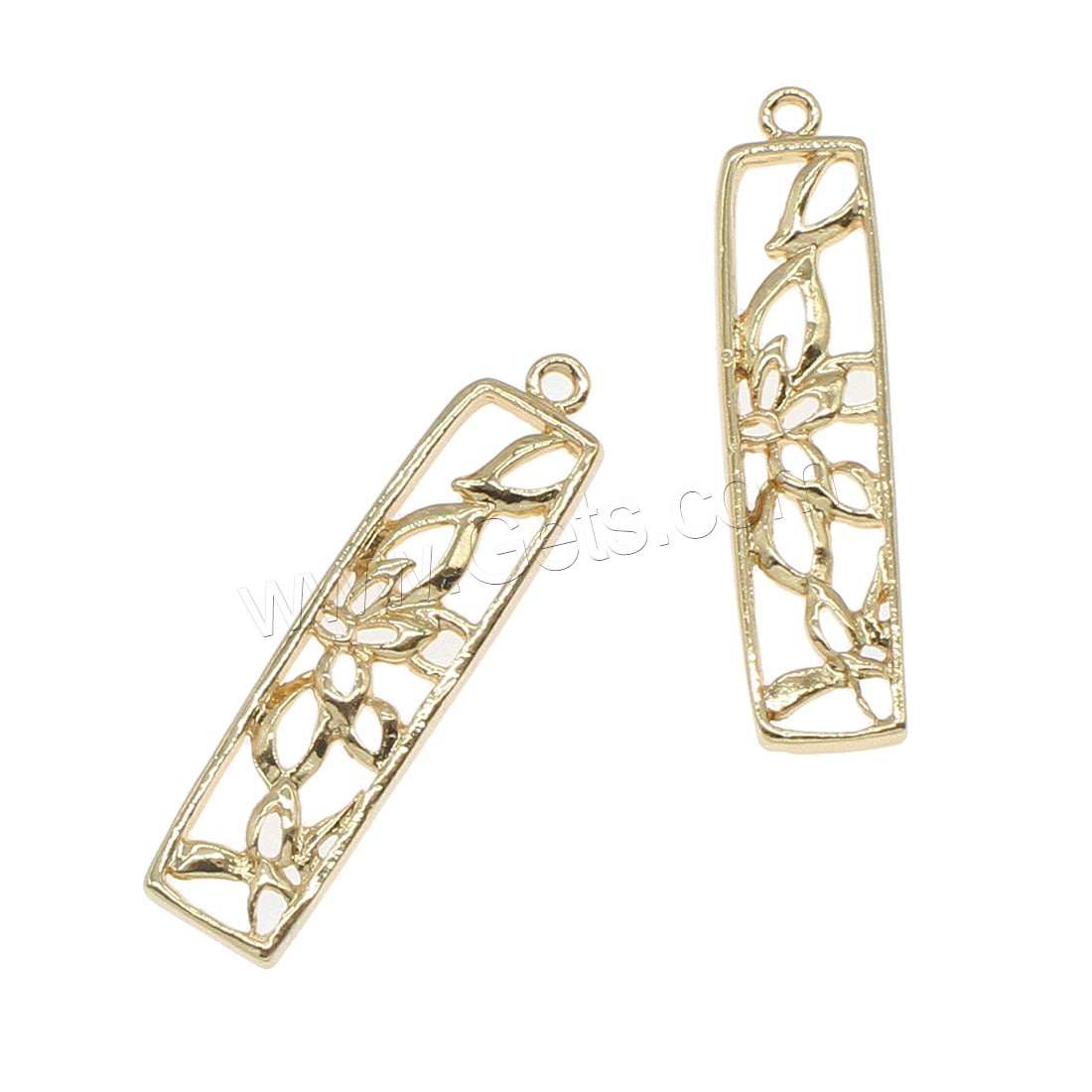 Hollow Brass Pendants, Rectangle, plated, more colors for choice, 8x33mm, Hole:Approx 1mm, 50PCs/Bag, Sold By Bag