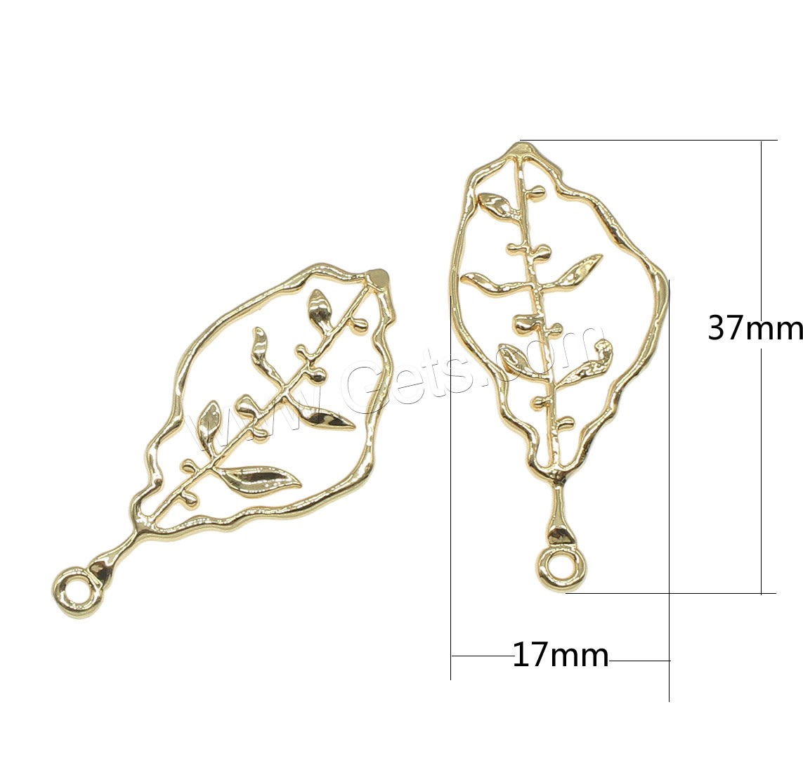 Brass Leaf Pendants, plated, hollow, more colors for choice, 17x37mm, Hole:Approx 1mm, 50PCs/Bag, Sold By Bag