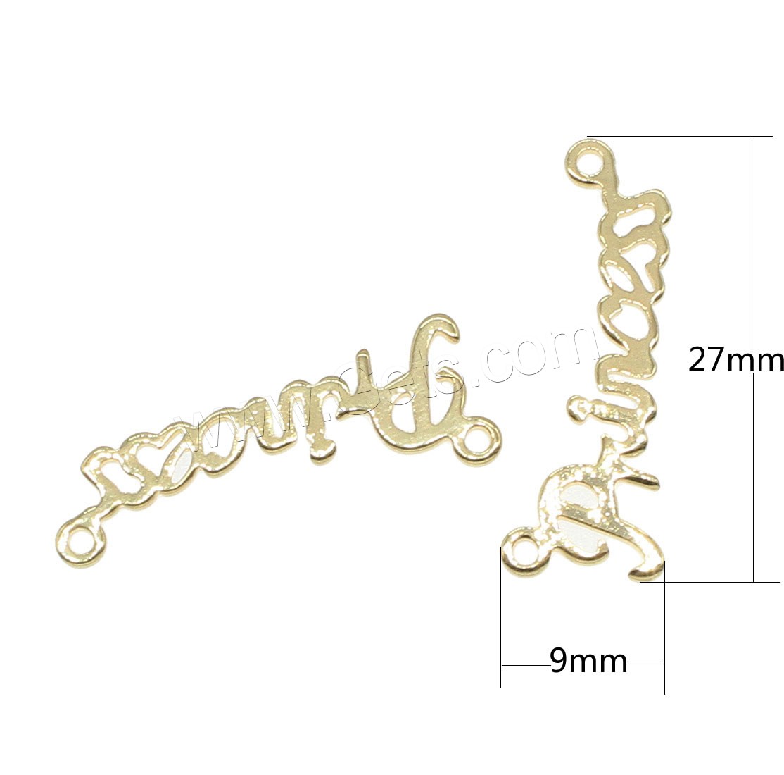 Lettres de connecteur en Cuivre, laiton, Lettre d’alphabet, Placage, boucle de 1/1, plus de couleurs à choisir, 9x27mm, Trou:Environ 0.5mm, 80PC/sac, Vendu par sac