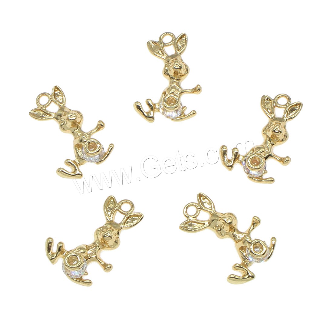 Tierische Messing Anhänger, Hase, plattiert, mit Strass, keine, 17x12mm, Bohrung:ca. 1mm, 50PCs/Tasche, verkauft von Tasche