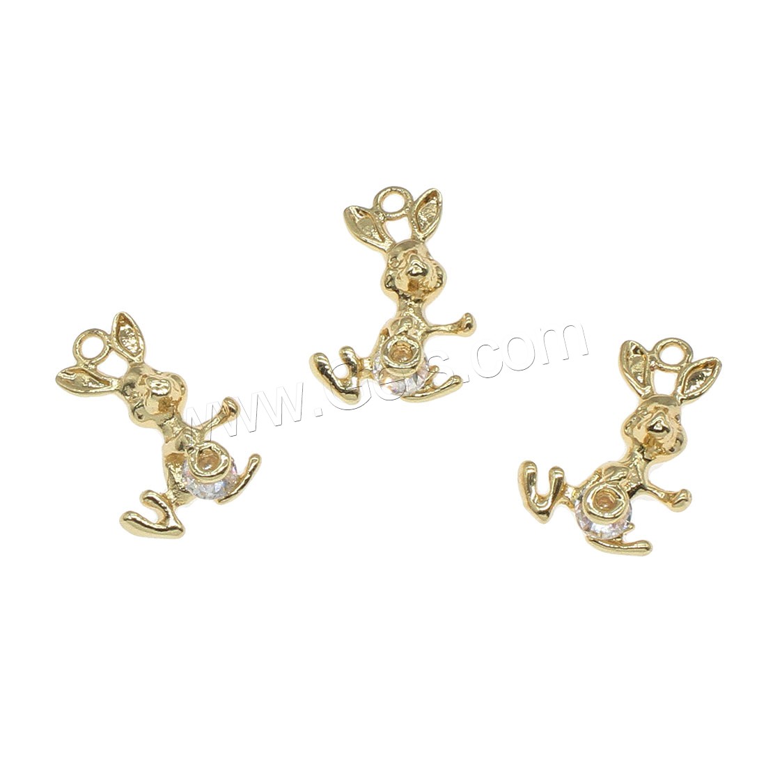 Tierische Messing Anhänger, Hase, plattiert, mit Strass, keine, 17x12mm, Bohrung:ca. 1mm, 50PCs/Tasche, verkauft von Tasche