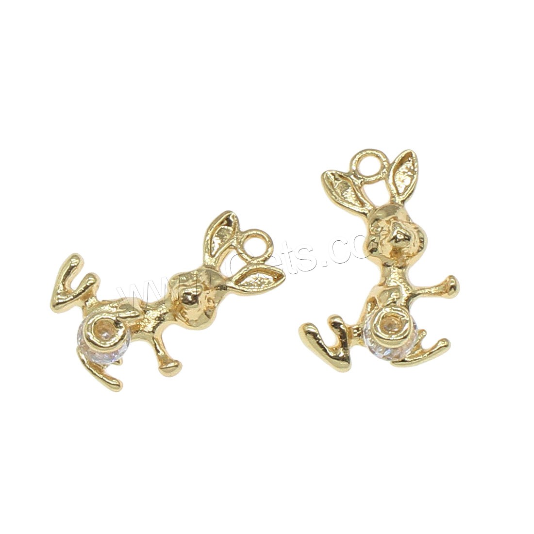 Animal Brass Pendants, Rabbit, plated, with rhinestone, more colors for choice, 17x12mm, Hole:Approx 1mm, 50PCs/Bag, Sold By Bag