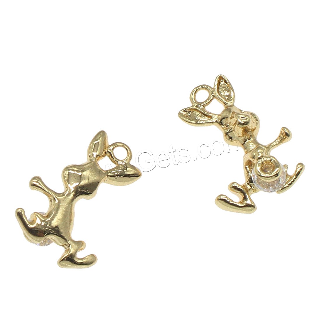 Tierische Messing Anhänger, Hase, plattiert, mit Strass, keine, 17x12mm, Bohrung:ca. 1mm, 50PCs/Tasche, verkauft von Tasche