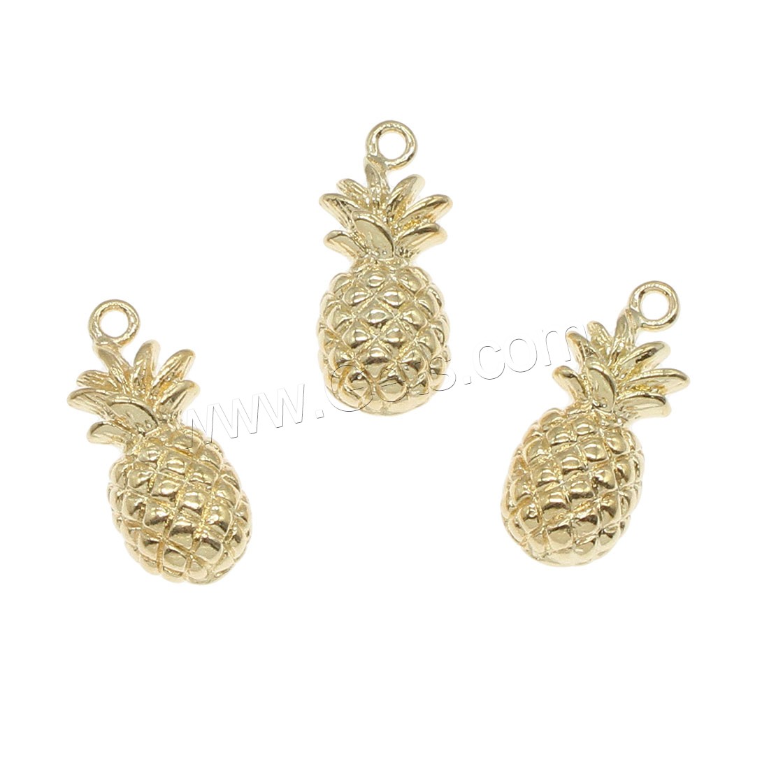 Pendentifs de fruits en laiton, ananas, Placage, plus de couleurs à choisir, 15x6mm, Trou:Environ 1mm, 50PC/sac, Vendu par sac