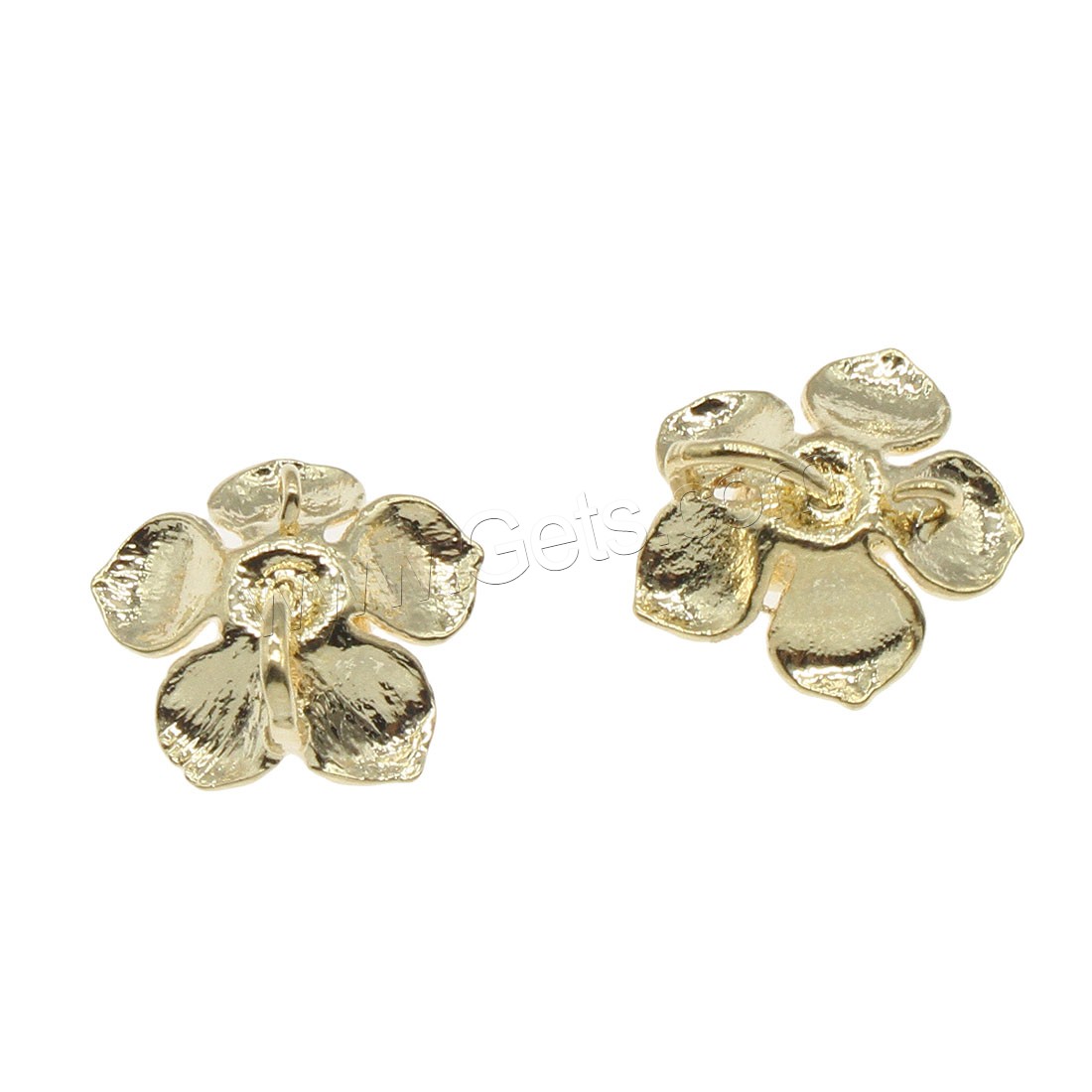 Messing Anhänger Verbinder, Blume, plattiert, 1/1-Schleife, keine, 13x13mm, Bohrung:ca. 1mm, 50PCs/Tasche, verkauft von Tasche