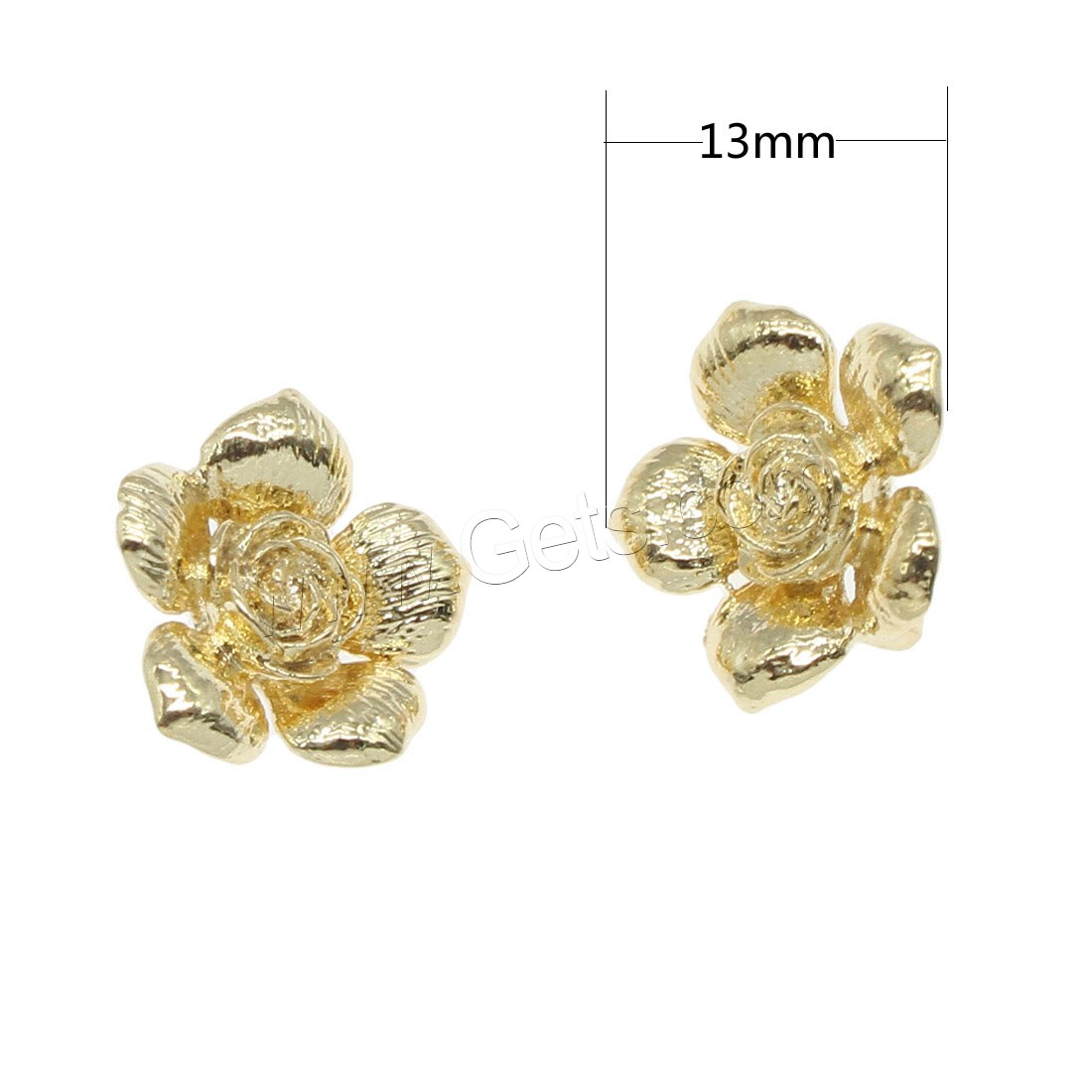 Messing Anhänger Verbinder, Blume, plattiert, 1/1-Schleife, keine, 13x13mm, Bohrung:ca. 1mm, 50PCs/Tasche, verkauft von Tasche