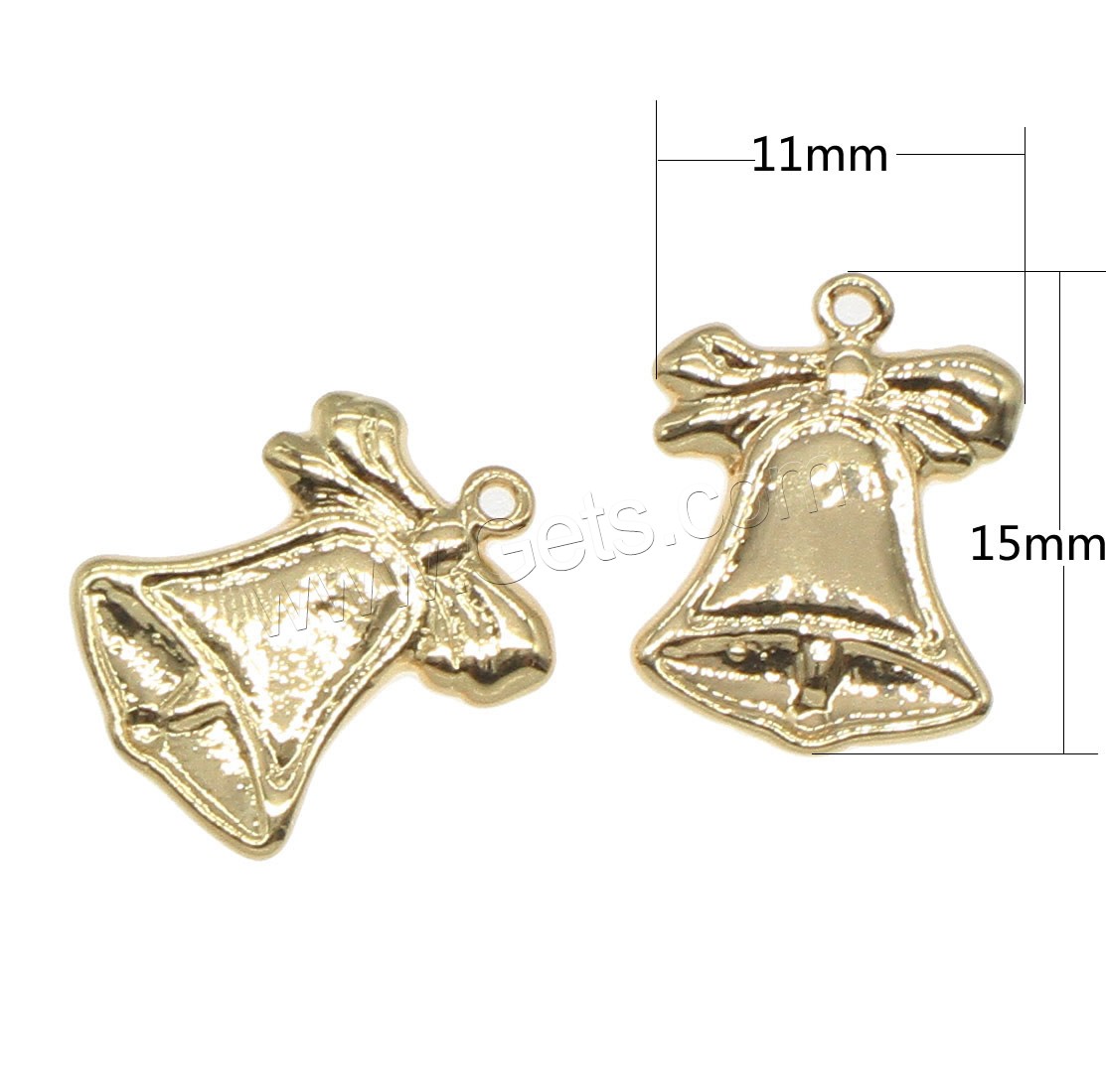 Brass Jewelry Pendants, Christmas Bell, plated, more colors for choice, 15x11mm, Hole:Approx 0.5mm, 50PCs/Bag, Sold By Bag