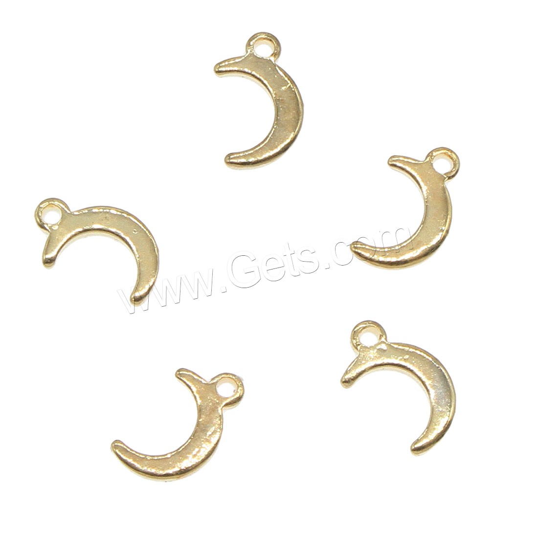 Brass Jewelry Pendants, Moon, plated, more colors for choice, 5x8mm, Hole:Approx 0.5mm, 300PCs/Bag, Sold By Bag