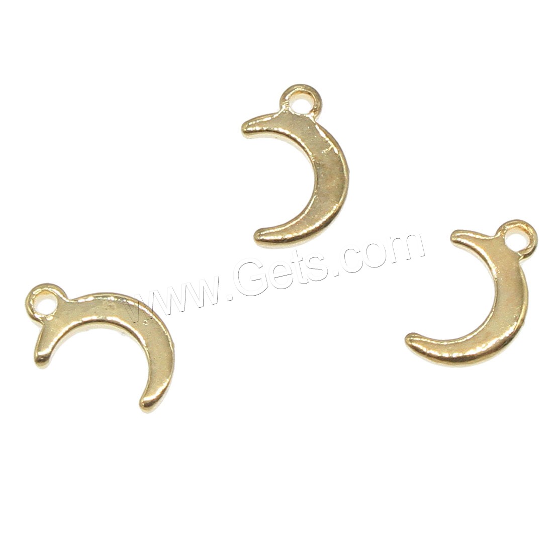 Brass Jewelry Pendants, Moon, plated, more colors for choice, 5x8mm, Hole:Approx 0.5mm, 300PCs/Bag, Sold By Bag