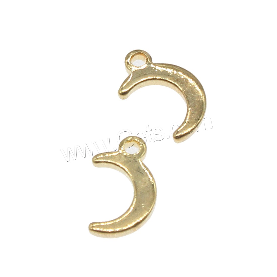 Brass Jewelry Pendants, Moon, plated, more colors for choice, 5x8mm, Hole:Approx 0.5mm, 300PCs/Bag, Sold By Bag