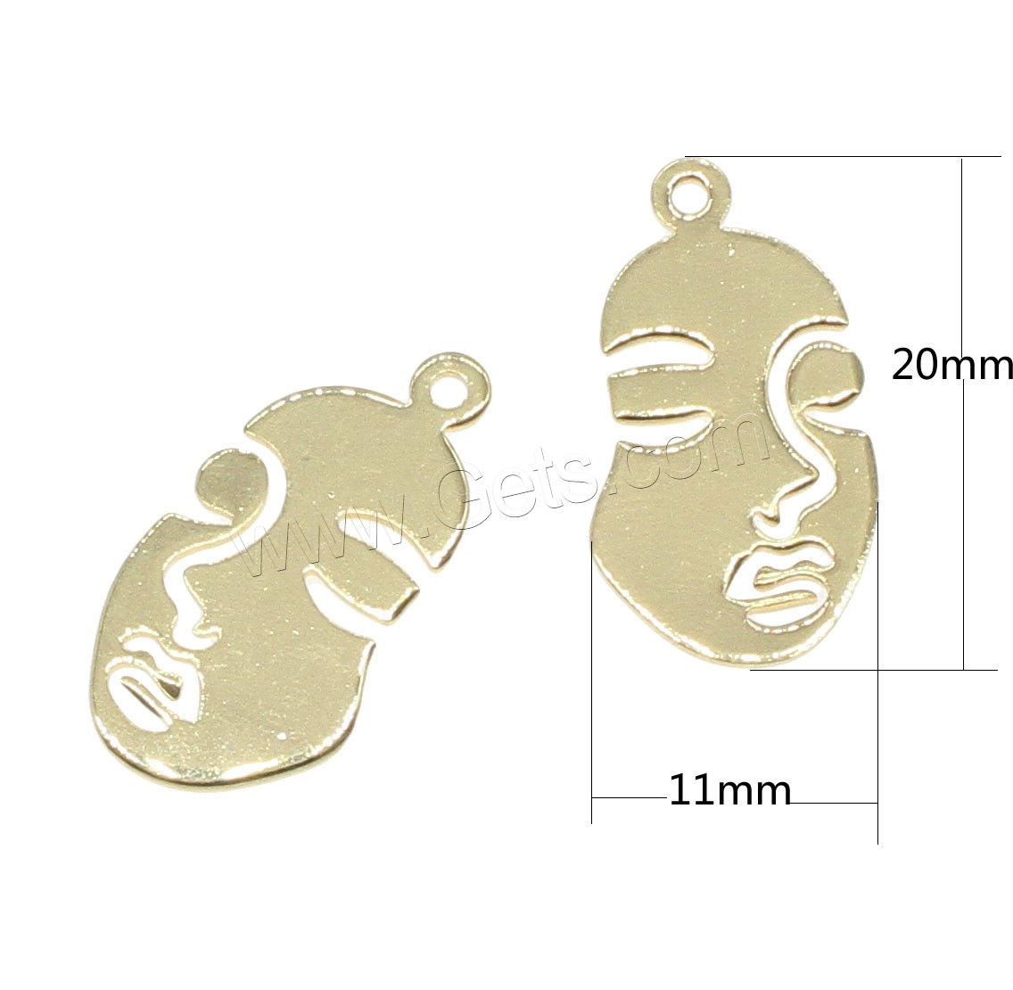 Brass Jewelry Pendants, Face, plated, hollow, more colors for choice, 11x20mm, Hole:Approx 1mm, 100PCs/Bag, Sold By Bag