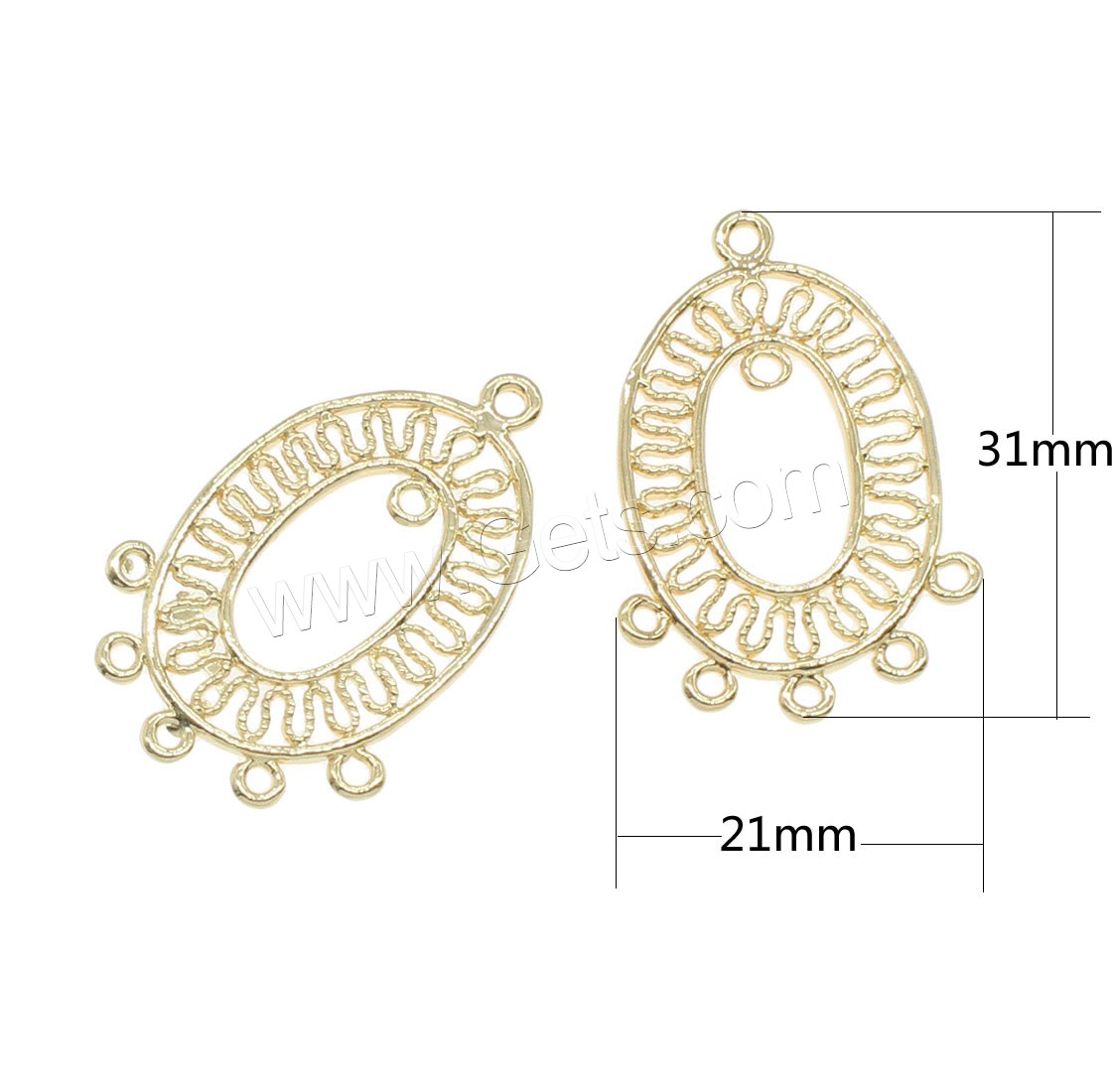 Messing Anhänger Verbinder, plattiert, 2/5 Schleife, keine, 21x31mm, Bohrung:ca. 1mm, 50PCs/Tasche, verkauft von Tasche