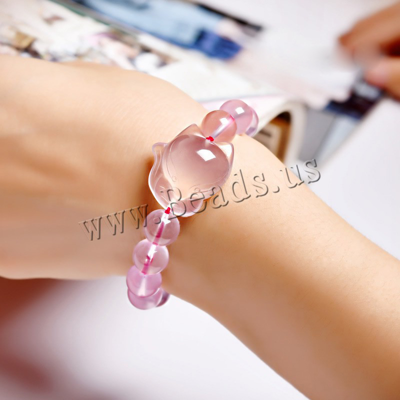 Rose Quartz Bracelet, Fox, polished, different size for choice & for woman, pink, 20x11x21mm, Length:Approx 6 Inch, Sold By Strand