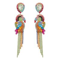 Boucle d'oreille de zinc alliage strass goutte, alliage de zinc, pour femme & avec strass, multicolore Vendu par paire