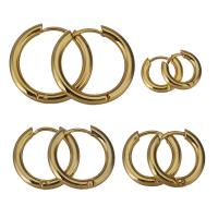 Boucle d'oreille en acier inoxydable Hoop, Placage de couleur d'or, normes différentes pour le choix & pour femme, Vendu par paire