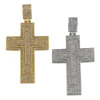 Stainless Steel Cross Pendants, plated, with rhinestone Approx 