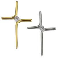 Stainless Steel Cross Pendants, plated, with rhinestone Approx 